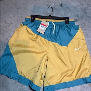 Nike Teal and Yellow Men's Shorts